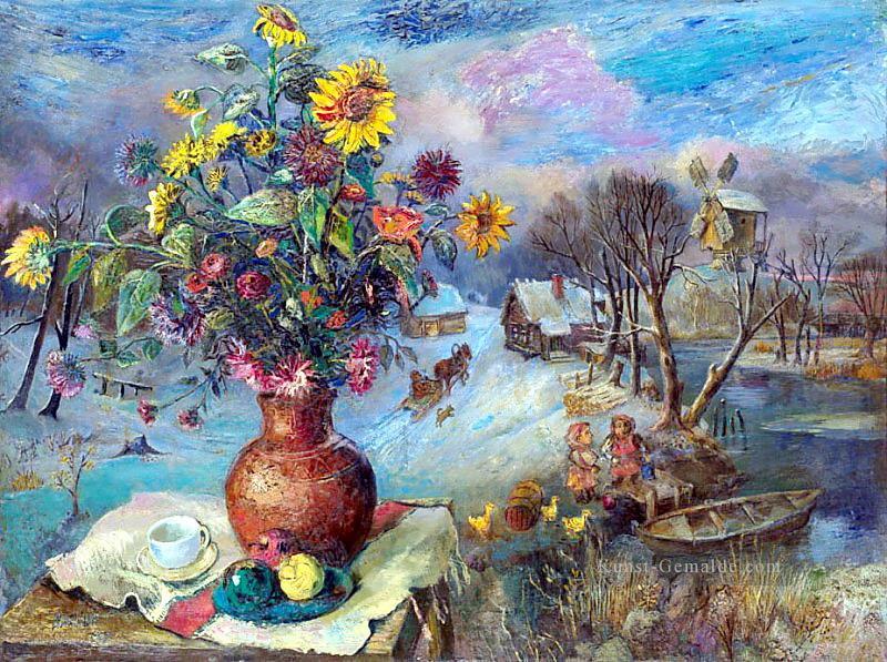 Winter Stillleben 1947 moderne Dekor Blumen Ölgemälde